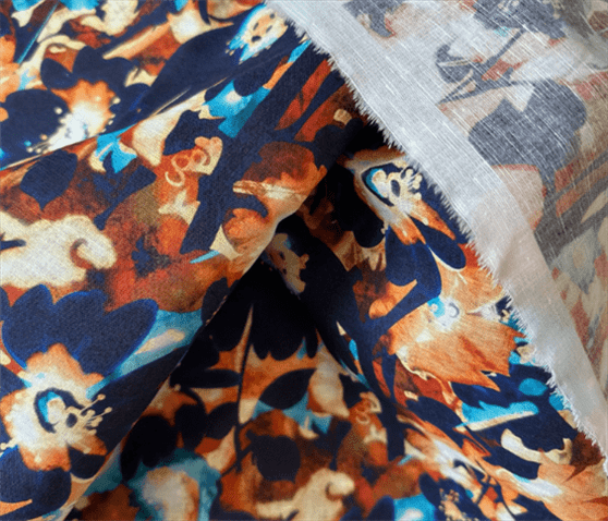 Printed floral fabrics linen with cotton