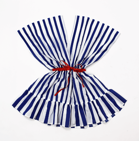 beach dress in navy print